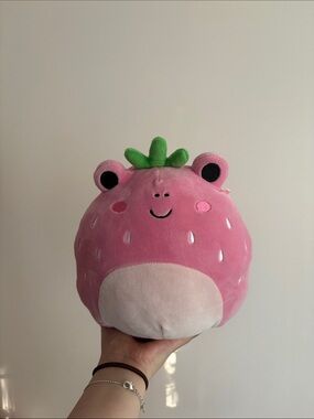 Squishmallows Pink Strawberry Frog Plush with Green Top
